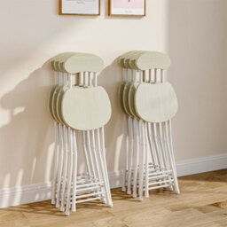 Living And Home Dining Chair Set Of 4 Compact White Wooden Folding Dining Chairs With Metal Legs Without Table - thumbnail 2