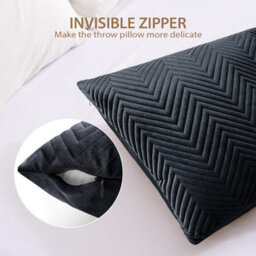 Ameha Black Embossed Velvet Cushion Cover Set Of 2, Breathable Anti Allergic Zip Closure, 18X18 Inch - thumbnail 7