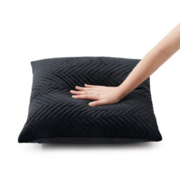 Ameha Black Embossed Velvet Cushion Cover Set Of 2, Breathable Anti Allergic Zip Closure, 18X18 Inch - thumbnail 3