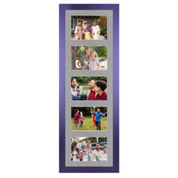 AK Frames 26X8 Purple Modern Multi Photo Frame With Silver Mount - Holds 5 Apertures (5X) 6X4 Photos - thumbnail 1