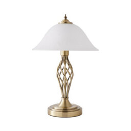 Valuelights Antique Brass Barley Twist Table Lamp With Frosted Alabaster Shade - Complete With 6W Led Bulb In Warm White - thumbnail 2
