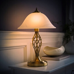Valuelights Antique Brass Barley Twist Table Lamp With Frosted Alabaster Shade - Complete With 6W Led Bulb In Warm White - thumbnail 5