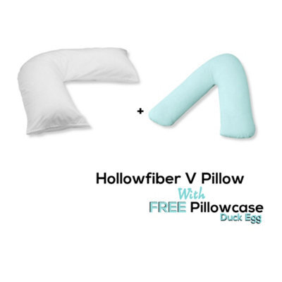 Chilimilii V Pillow With Free V Pillowcase Polycotton Cover Orthopedic Neck & Back Support Hollowfiber Filled Pillow