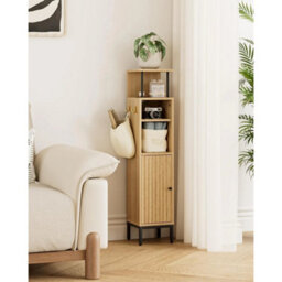 Tall Bathroom Cabinet Freestanding Modern Oak Storage With Door - thumbnail 5