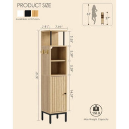 Tall Bathroom Cabinet Freestanding Modern Oak Storage With Door - thumbnail 2