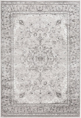 Livabliss Monte Carlo-Vintage Grey Charcoal White Traditional Boho Living Dining Bedroom Rug 200 X 275 Cm Easy Care, Non Shedding - image 1