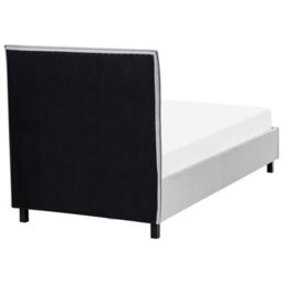 Beliani Grey Fabric Bed Frame Eu Single 90X200 Cm - Scandinavian Minimalist, Tall Padded Headboard - thumbnail 5