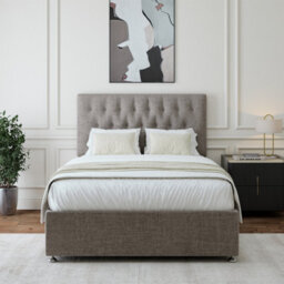 Bedmaster Slate Linen 2 Drawer Divan Base And Button Headboard King Size