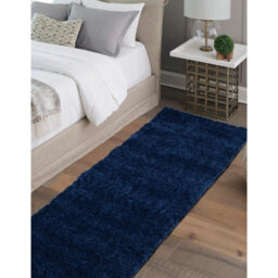 Melrose Super Soft Venus Shaggy Snuggly Plain Navy Area Runner Rug 060/200Cm - thumbnail 1