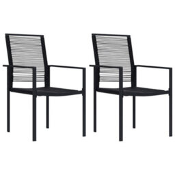 Garden Chairs 2 Pcs Pvc Rattan Black - thumbnail 1