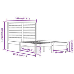 Berkfield Bed Frame Solid Wood 140X190 Cm - thumbnail 6