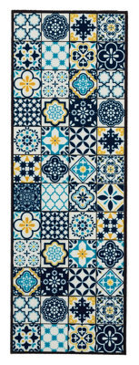 Kensington Teal Tile Design Heavy Duty Mat, 150Cm X 50Cm - image 1
