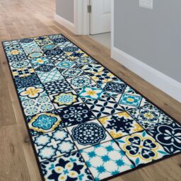 Kensington Teal Tile Design Heavy Duty Mat, 150Cm X 50Cm - thumbnail 2