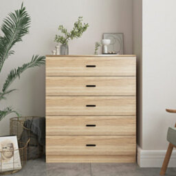 Urbn-Living Urbnliving Height 90.5Cm 5 Drawer Wooden Bedroom Chest Cabinet Modern Oak Carcass And Oak Drawers Wide Storage Cupboard Closet - thumbnail 3
