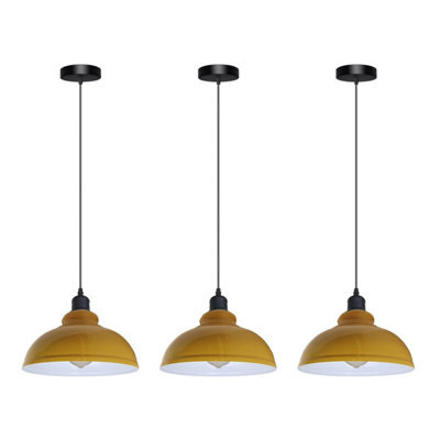 3 Pack Of Ceiling Pendant Light Fixture With 95Cm Adjustable Cable, Vintage 29Cm Curvy Metal Shade E27 Base Hanging Light - image 1