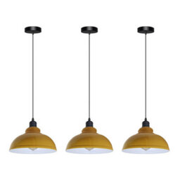 3 Pack Of Ceiling Pendant Light Fixture With 95Cm Adjustable Cable, Vintage 29Cm Curvy Metal Shade E27 Base Hanging Light - thumbnail 1
