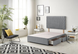 Somnior Beds Platinum Divan Bed With Mattress & 2 Drawers (No Headboard) - Plush Velvet, Charcoal, 4Ft6 Double - thumbnail 3