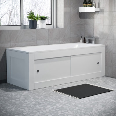 Nes Home White Pvc 1800mm 2 Sliding Doors Bath Front Panel & 800mm End Panel - image 1