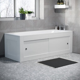 Nes Home White Pvc 1800mm 2 Sliding Doors Bath Front Panel & 800mm End Panel - thumbnail 1