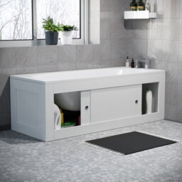 Nes Home White Pvc 1800mm 2 Sliding Doors Bath Front Panel & 800mm End Panel - thumbnail 3
