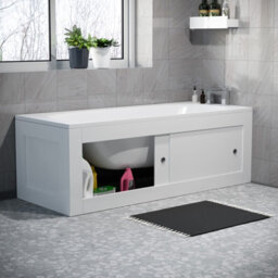 Nes Home White Pvc 1800mm 2 Sliding Doors Bath Front Panel & 800mm End Panel - thumbnail 2