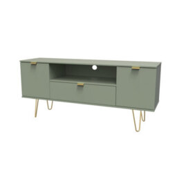 Fuji 2 Door 1 Drawer Wide Tv Unit In Reed Green (Ready Assembled) - thumbnail 3