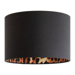 Valuelights Oasis Black Fabric With Leopard Print Inner Drum Ceiling Small Lamp Shade (D)30.5Cm - thumbnail 1