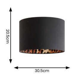 Valuelights Oasis Black Fabric With Leopard Print Inner Drum Ceiling Small Lamp Shade (D)30.5Cm - thumbnail 5