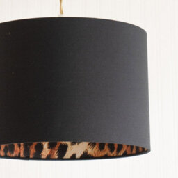 Valuelights Oasis Black Fabric With Leopard Print Inner Drum Ceiling Small Lamp Shade (D)30.5Cm - thumbnail 4