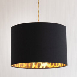 Valuelights Oasis Black Fabric With Leopard Print Inner Drum Ceiling Small Lamp Shade (D)30.5Cm - thumbnail 3