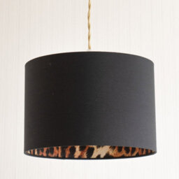 Valuelights Oasis Black Fabric With Leopard Print Inner Drum Ceiling Small Lamp Shade (D)30.5Cm - thumbnail 2