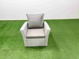 Fimous Outdoor Garden Furniture Sets 10 Seater Wicker Rattan Corner Sofa Sets With Dining Table 3 Footstools Armchair Light Grey - thumbnail 6