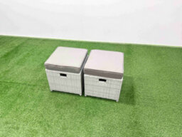 Fimous Outdoor Garden Furniture Sets 10 Seater Wicker Rattan Corner Sofa Sets With Dining Table 3 Footstools Armchair Light Grey - thumbnail 8
