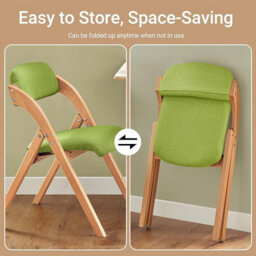Sobuy Fst92-Grx4,set Of 4 Folding Chairs Padded Wooden Dining Office Desk Chairs Green,w47Xd51Xh78 - thumbnail 4
