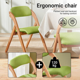 Sobuy Fst92-Grx4,set Of 4 Folding Chairs Padded Wooden Dining Office Desk Chairs Green,w47Xd51Xh78 - thumbnail 2
