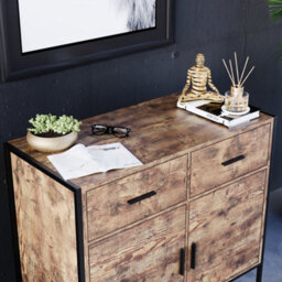 Lassic Vida Designs Brooklyn Dark Wood 2 Door 2 Drawer Sideboard Storage Cabinet Cupboard - thumbnail 3