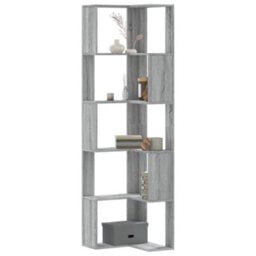 Vidaxl Corner Bookcase 5-Tier Grey Sonoma 50X50X179 Cm Engineered Wood