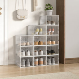 Thehotsale 12 Pcs Clear Shoe Box Plastic Stackable Shoe Storage Box With Magnetic Door 18.5Cm H X 33.5Cm W - thumbnail 2