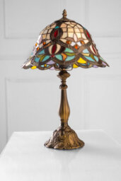 "K Living Kliving 12"" Barking E27-60W Antique Brass Tiffany Table Lamp/stained Glass Shade" - thumbnail 3