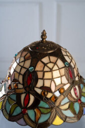 "K Living Kliving 12"" Barking E27-60W Antique Brass Tiffany Table Lamp/stained Glass Shade" - thumbnail 4