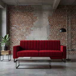 Loft Sb Red Sofa Bed With Storage And Spring Mattress Practical Sleeper Sofa For Modern Spaces