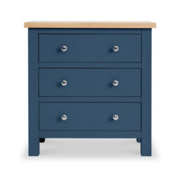 Farro Navy 3 Drawer Chest Fully Assembled - Painted With Oak Top By Roseland Furniture - thumbnail 4