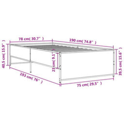 Berkfield Bed Frame Without Mattress Brown Oak 75X190 Cm Small Single - thumbnail 9