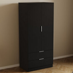 Lassic Vida Designs Trega 4 Piece Bedroom Set (1 Drawer Bedside Chest X2, 5 Drawer Chest, 2 Door 2 Drawer Wardrobe) Black - thumbnail 2