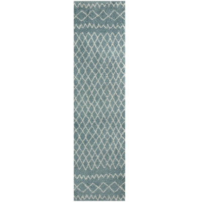 The Rugs Moroccan Shaggy Rugs And Runners Soft Fluffy Tribal Design High Pile Duck Egg Blue And Ivory Living Room Kitchen Hallway 950 - image 1
