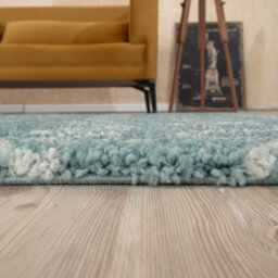 The Rugs Moroccan Shaggy Rugs And Runners Soft Fluffy Tribal Design High Pile Duck Egg Blue And Ivory Living Room Kitchen Hallway 950 - thumbnail 9