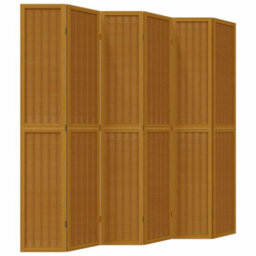 Vidaxl Room Divider 6 Panels Brown Solid Wood Paulownia - thumbnail 2
