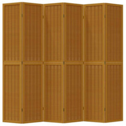 Vidaxl Room Divider 6 Panels Brown Solid Wood Paulownia - thumbnail 4