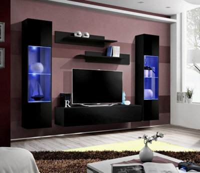 Arte Fly A3 Black Entertainment Wall Set 260Cm - Sleek Led-Lit System For Contemporary Media Displays - image 1