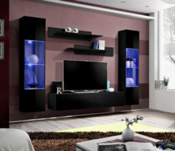 Arte Fly A3 Black Entertainment Wall Set 260Cm - Sleek Led-Lit System For Contemporary Media Displays - thumbnail 1
